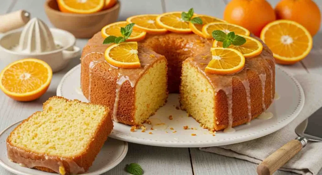Delicious Orange Cake: How to Make a Light and Fluffy Citrus Dessert 4 Moist and fluffy orange cake topped with fresh orange slices and glaze